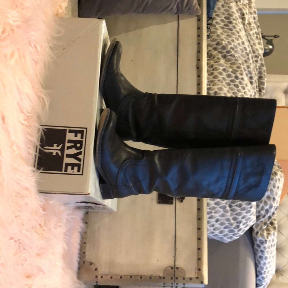 Frye black leather tall boots